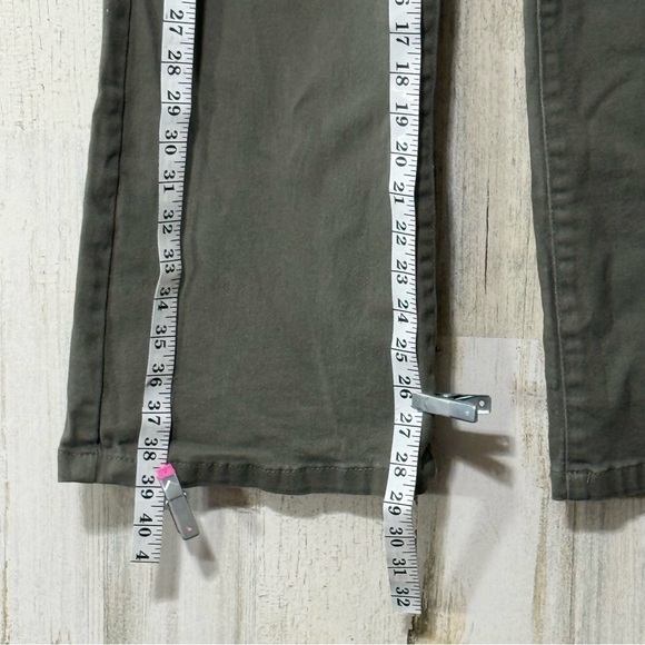 Revelation Denim Flare High Rise Button Dark Olive Wide Leg Jeans - Picture 7 of 14